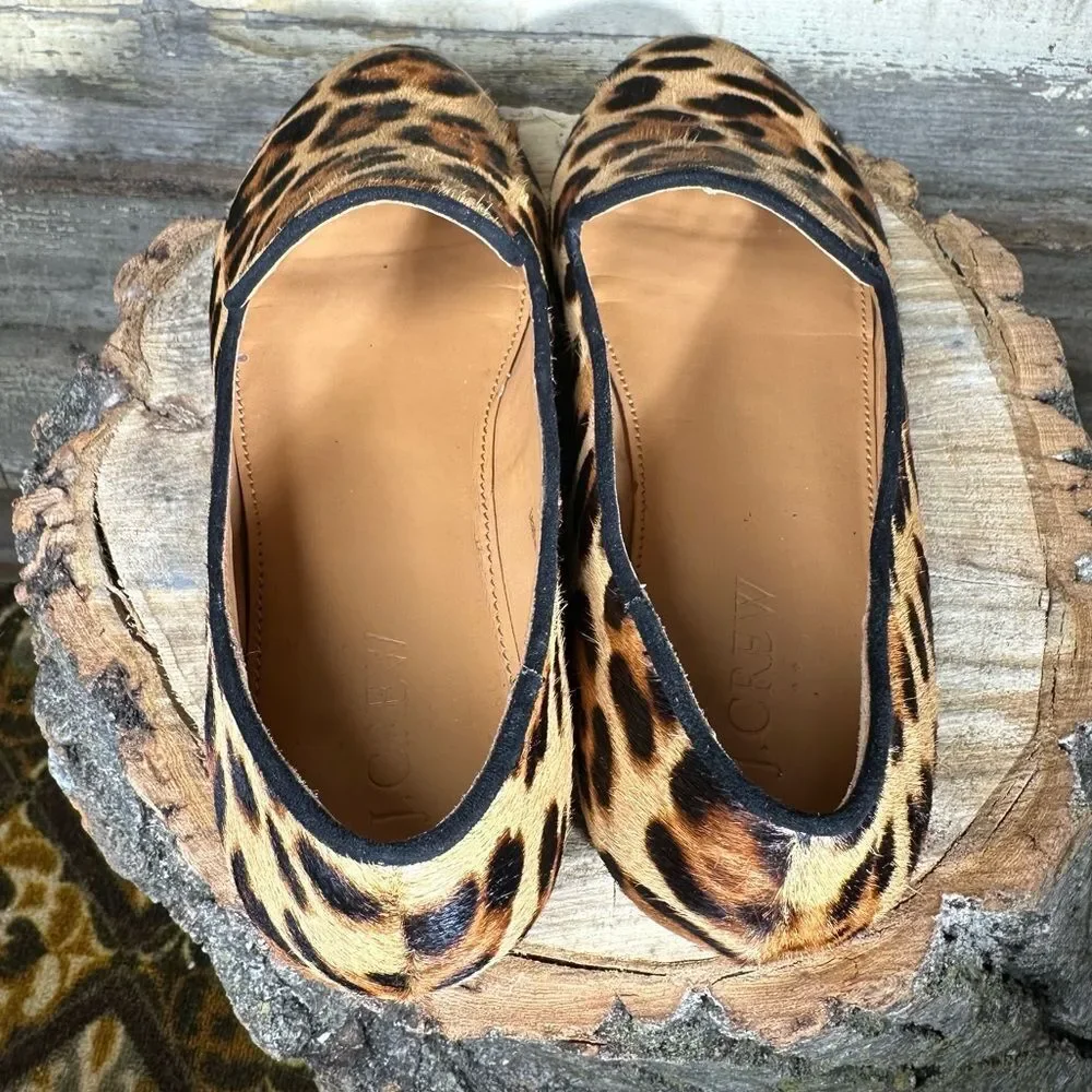 J.Crew Leopard Calf Hair Flats sz 6